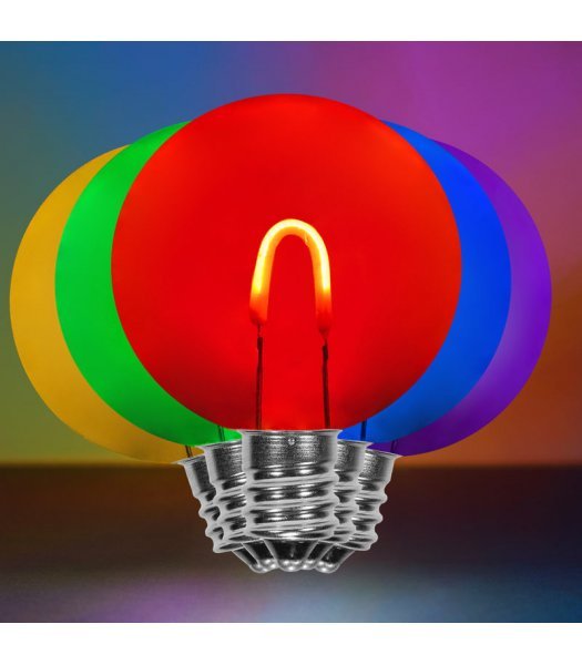 CL76861 E12 Candelabra Base Multi-Color Acrylic Clear LED Filament Bulbs PACK OF 5
